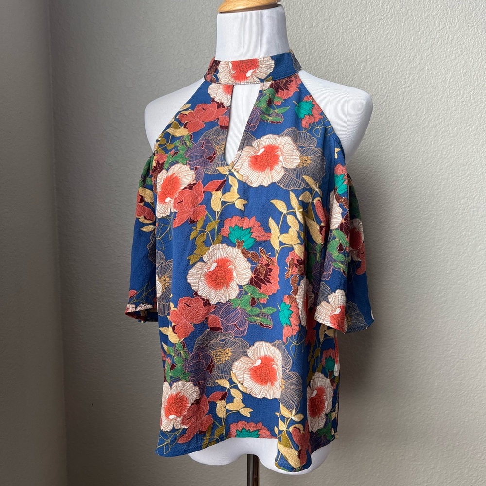 Monteau Blue Floral Halter Top, S